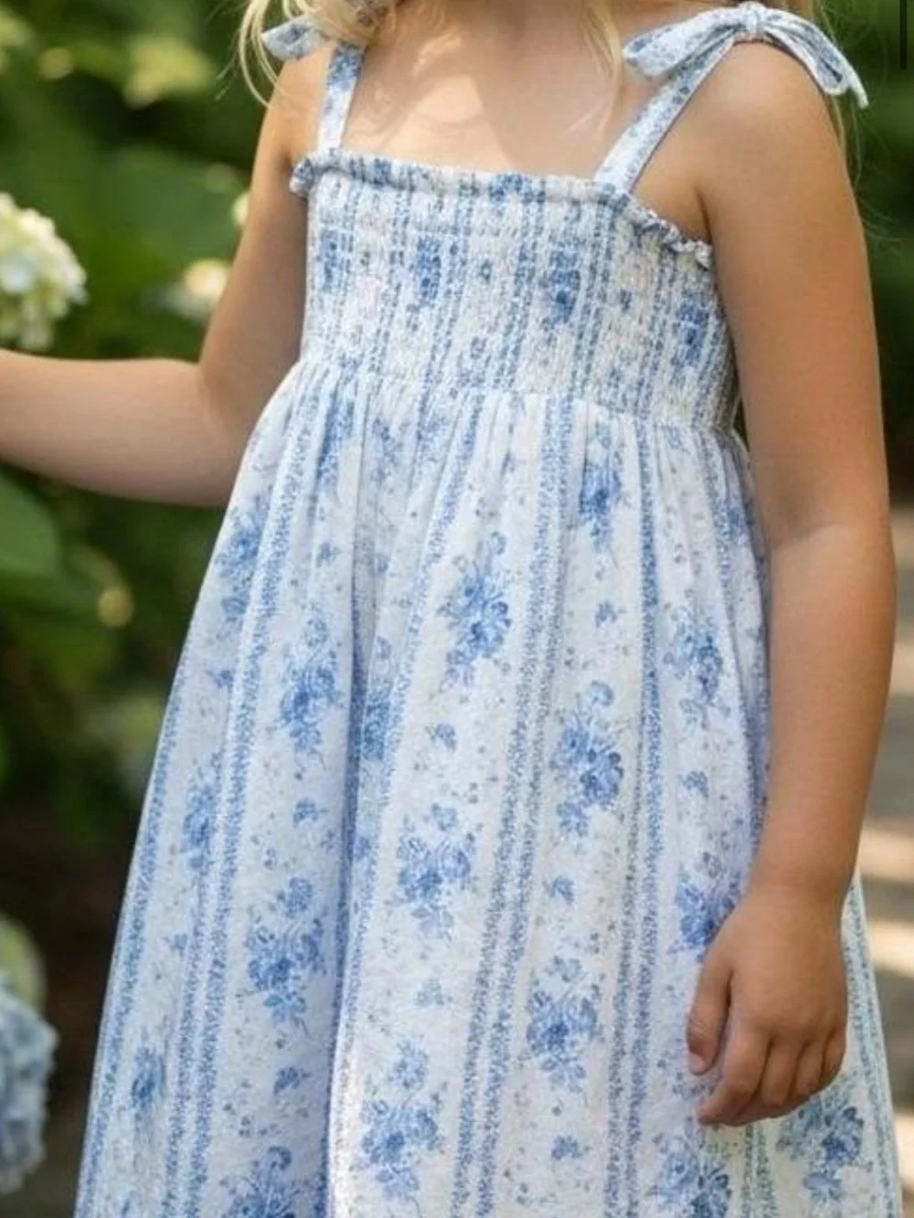 Polo by Ralph Lauren Blue and White Floral Smocked Sundress